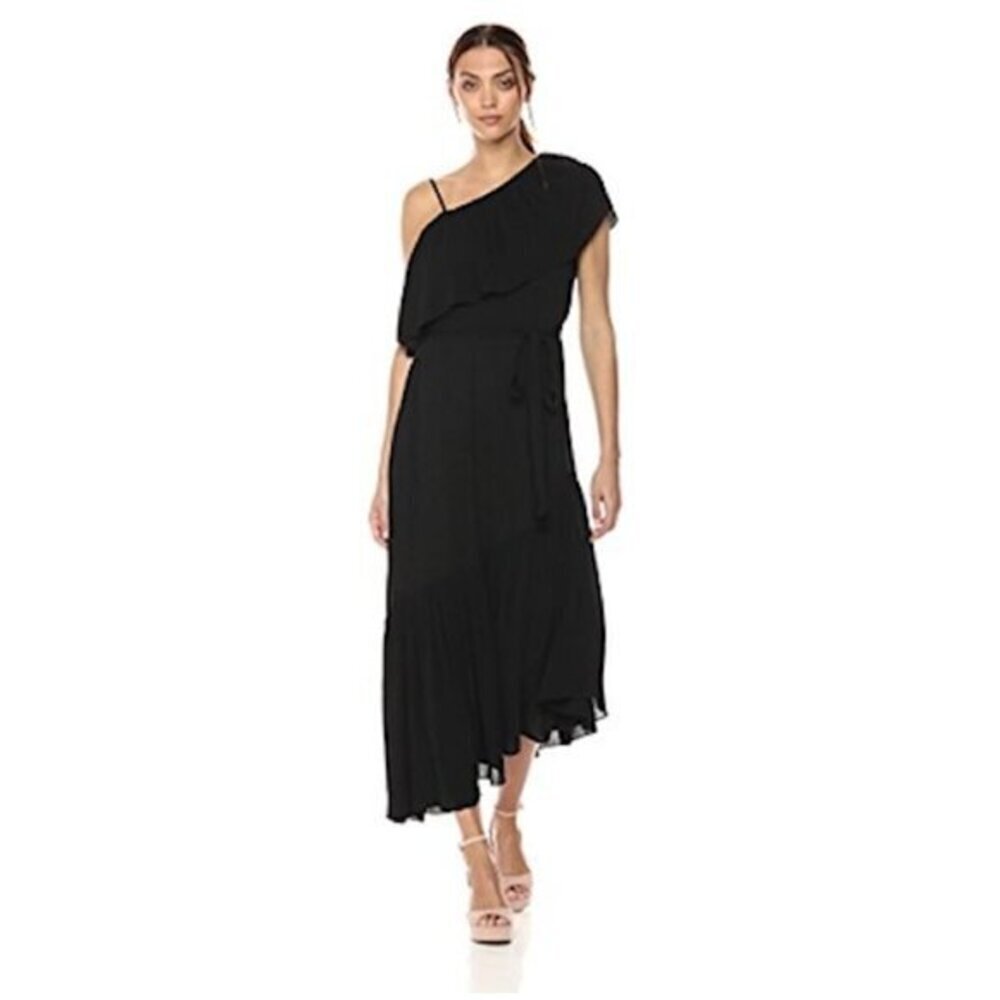 BCBGMAXAZRIA Conrad Off The Shoulder Asymmetrical Dress Black Size XXS $380